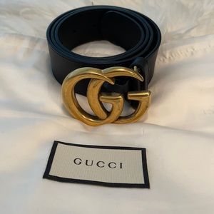 GUCCI wide leather Double G buckle belt women’s